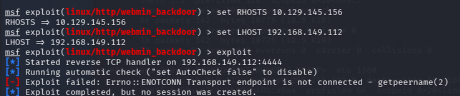 Fallo inicial de exploit